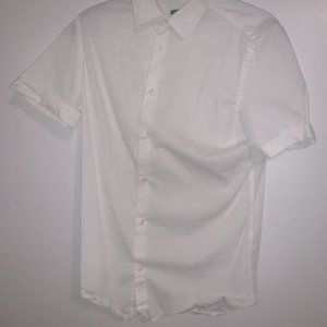 Zara SuperSlim Fit Short Sleeve White Collared Button Up